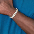 Men's Polished Diamond Stainless Steel Link Bracelet 10mm
