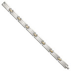 Men's Polished Diamond Stainless Steel Link Bracelet 10mm