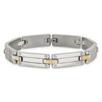 Men's Polished Diamond Stainless Steel Link Bracelet 10mm