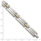 Men's Polished Diamond Stainless Steel Link Bracelet 10mm