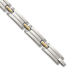 Men's Polished Diamond Stainless Steel Link Bracelet 10mm