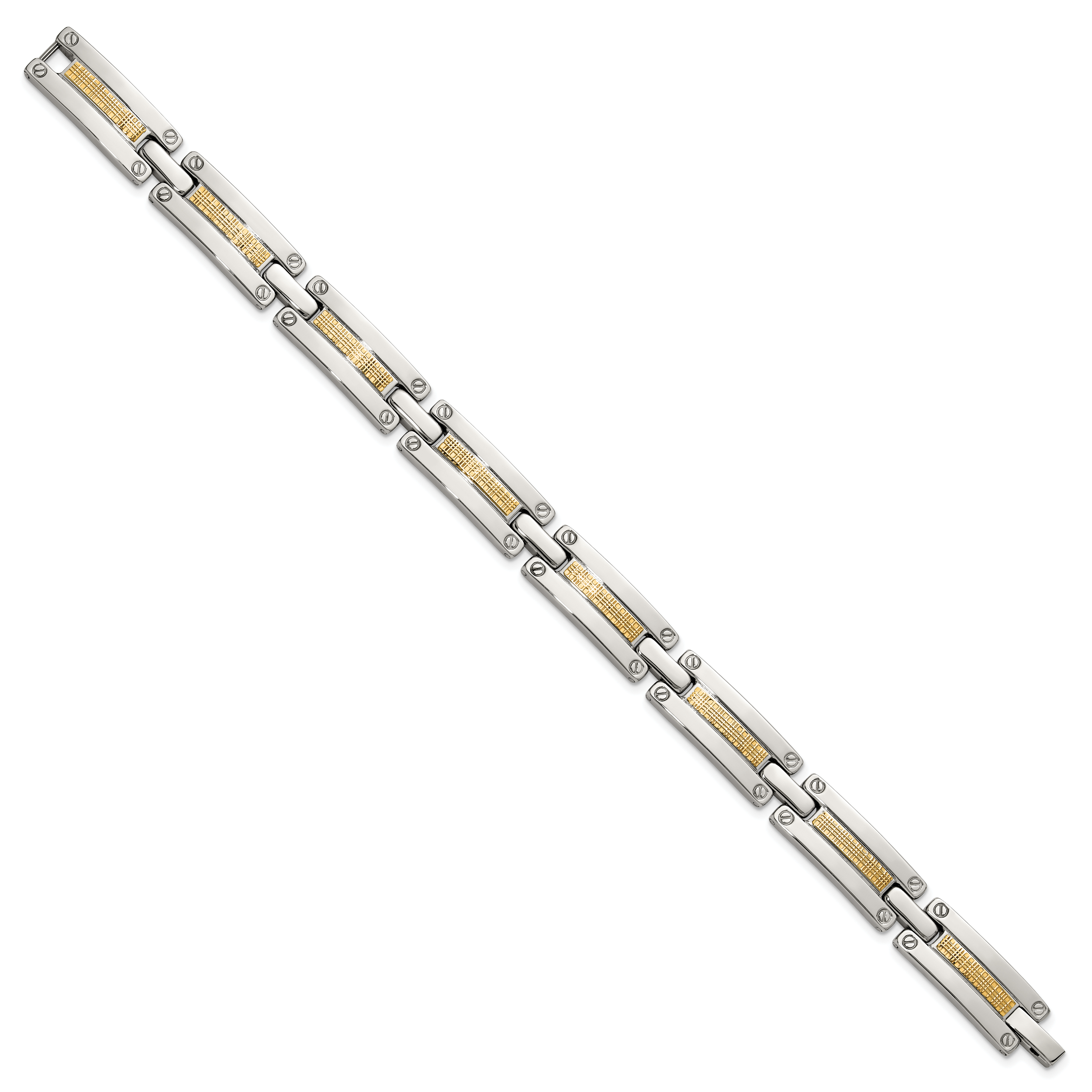 Men's Polished Stainless Steel 14K Gold Accent Link Bracelet 10mm Secondary image
