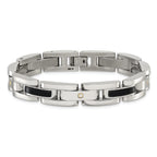 Men's Polished Diamond Stainless Steel Link Bracelet 11mm