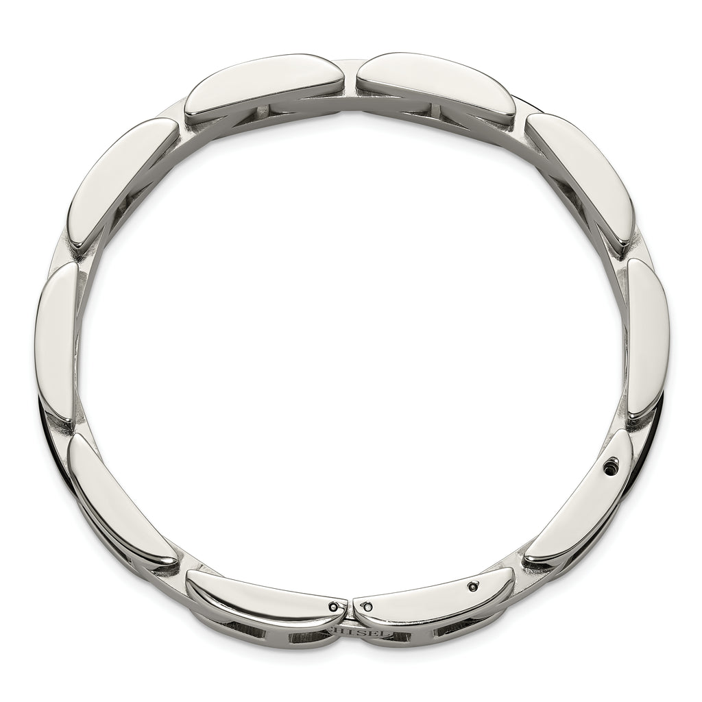 Men's Polished Diamond Stainless Steel Link Bracelet 11mm