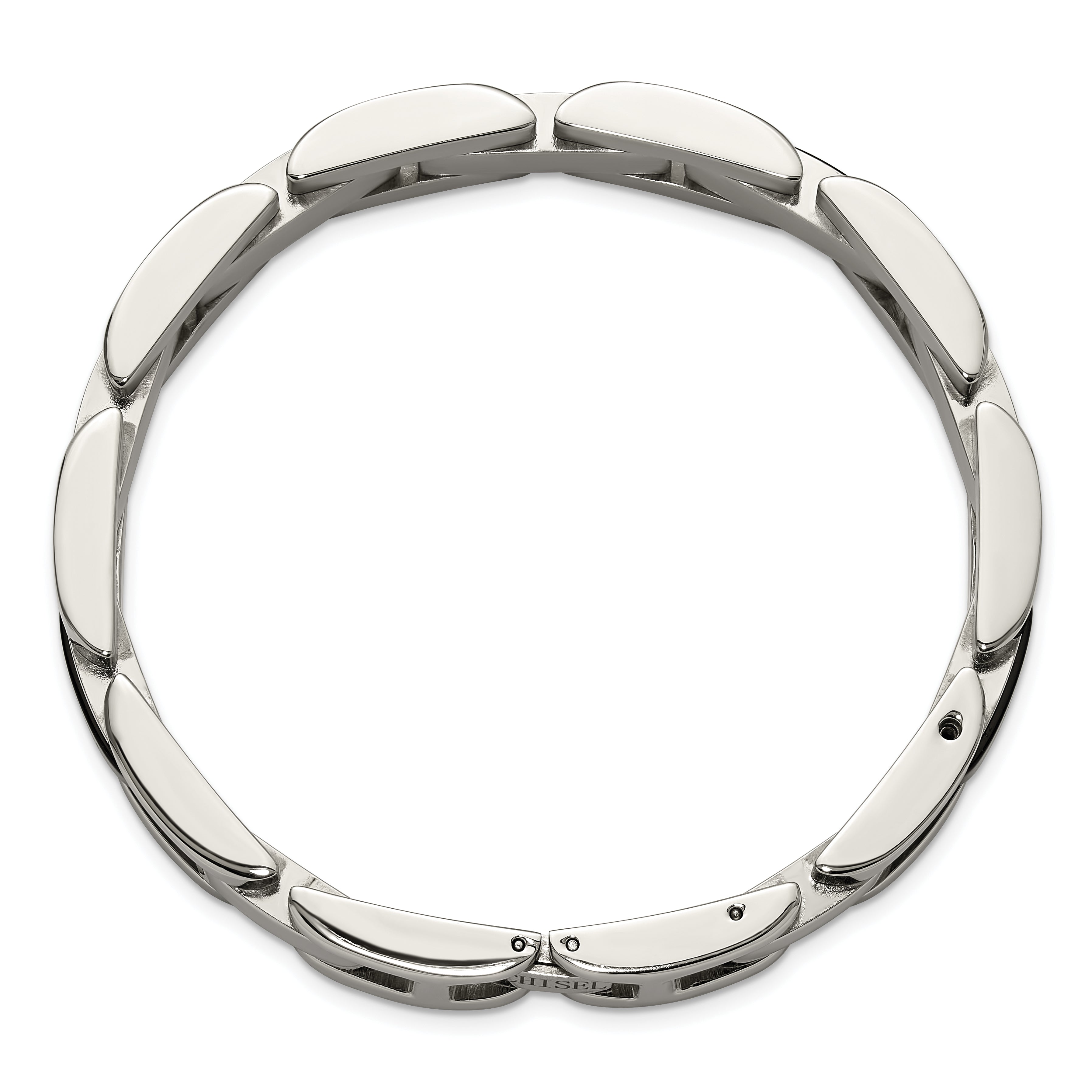 Men's Polished Diamond Stainless Steel Link Bracelet 11mm