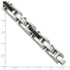 Men's Polished Diamond Stainless Steel Link Bracelet 11mm