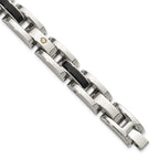 Men's Polished Diamond Stainless Steel Link Bracelet 11mm