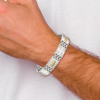 Men's Brushed and Polished Diamond Stainless Steel Link Bracelet 13.6mm