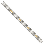 Men's Brushed and Polished Diamond Stainless Steel Link Bracelet 13.6mm