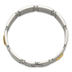 Men's Brushed and Polished Diamond Stainless Steel Link Bracelet 13.6mm