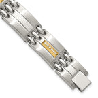 Men's Brushed and Polished Diamond Stainless Steel Link Bracelet 13.6mm