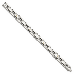 Men's Polished Diamond Stainless Steel Link Bracelet 11mm 8.25in