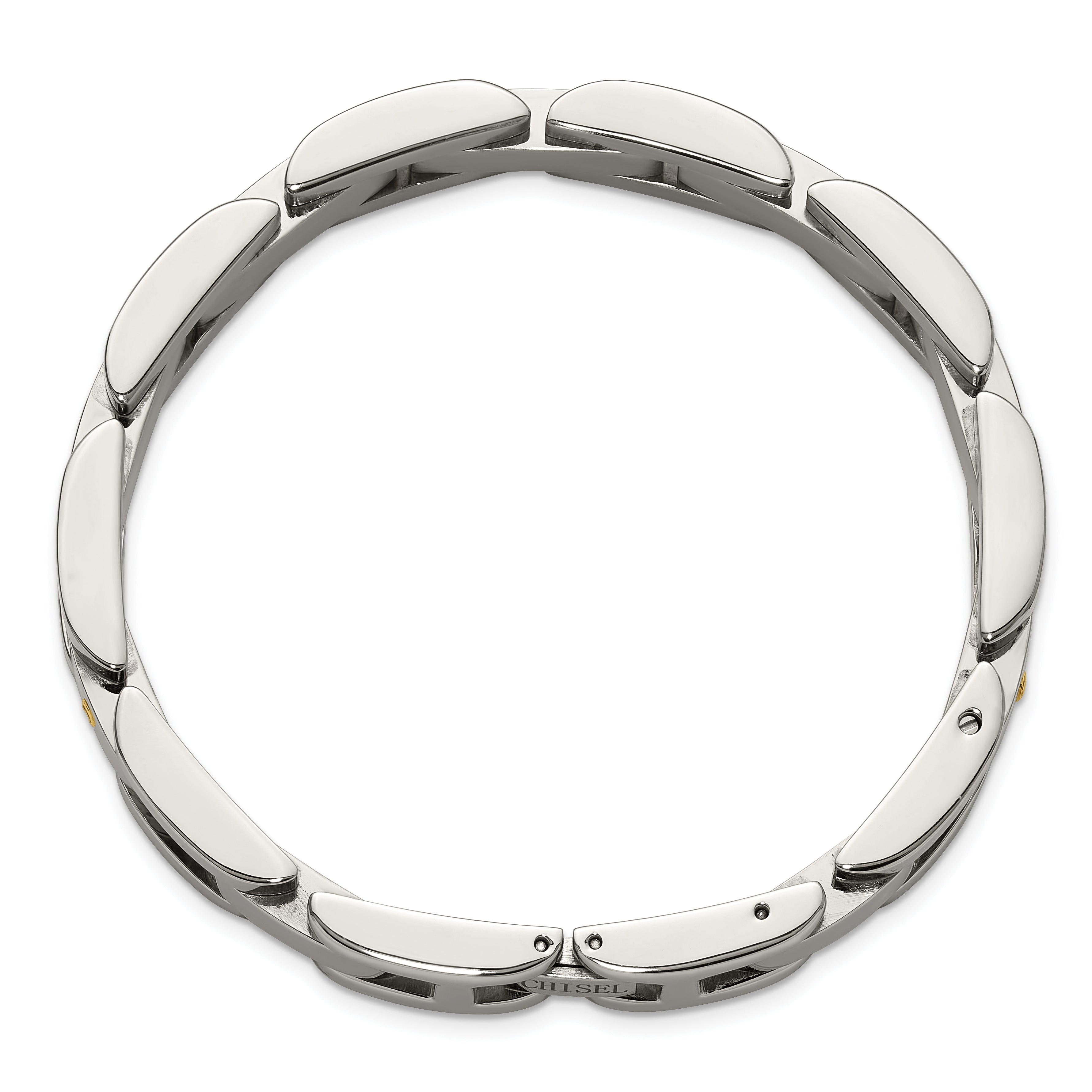 Men's Polished Diamond Stainless Steel Link Bracelet 11mm 8.25in
