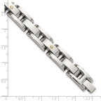 Men's Polished Diamond Stainless Steel Link Bracelet 11mm 8.25in