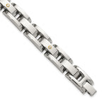 Men's Polished Diamond Stainless Steel Link Bracelet 11mm 8.25in