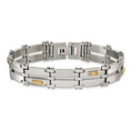 Men's Brushed and Polished Diamond Stainless Steel Bracelet 13.7mm