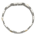 Men's Brushed and Polished Diamond Stainless Steel Bracelet 13.7mm