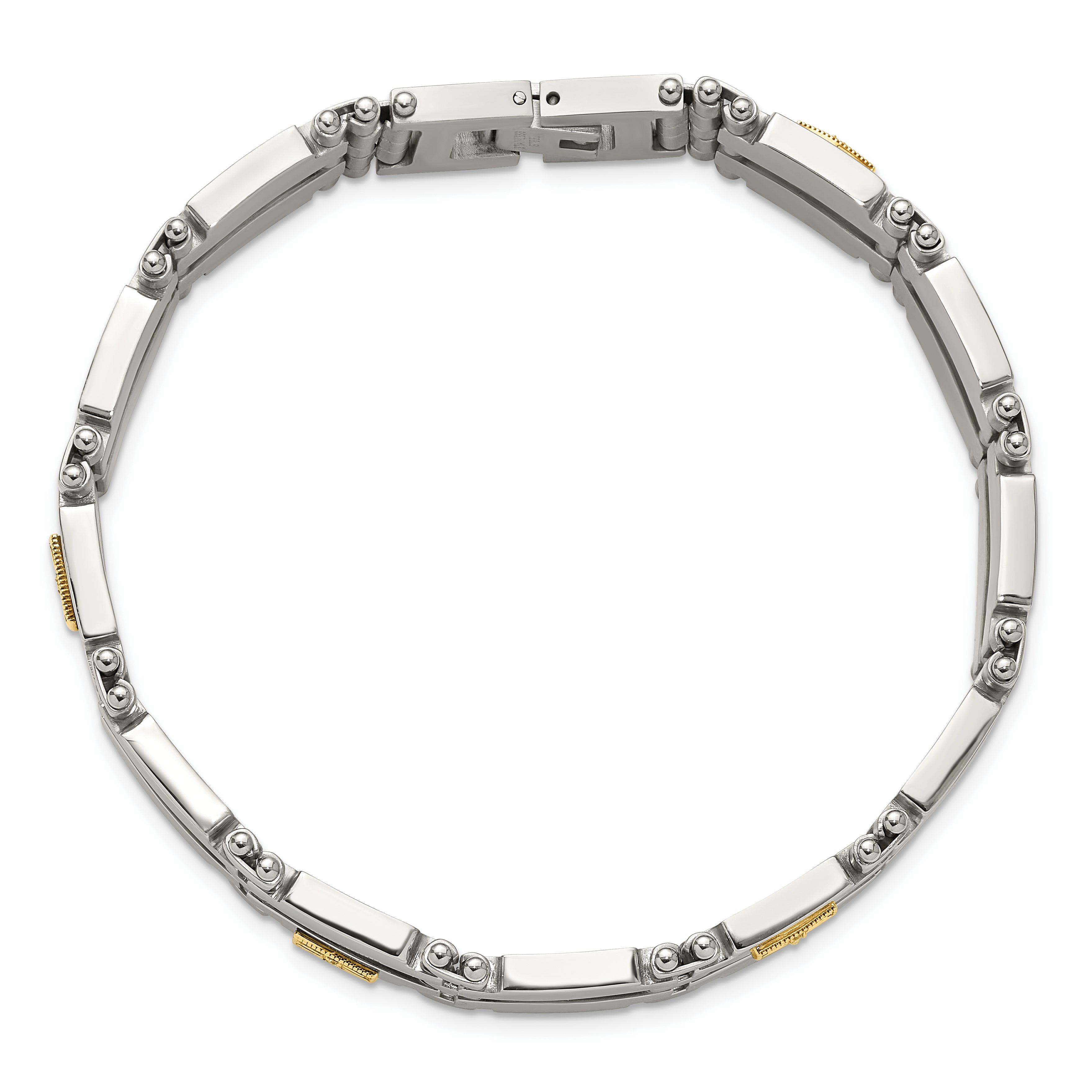 Men's Brushed and Polished Diamond Stainless Steel Bracelet 13.7mm
