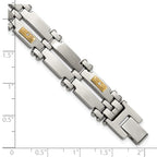 Men's Brushed and Polished Diamond Stainless Steel Bracelet 13.7mm