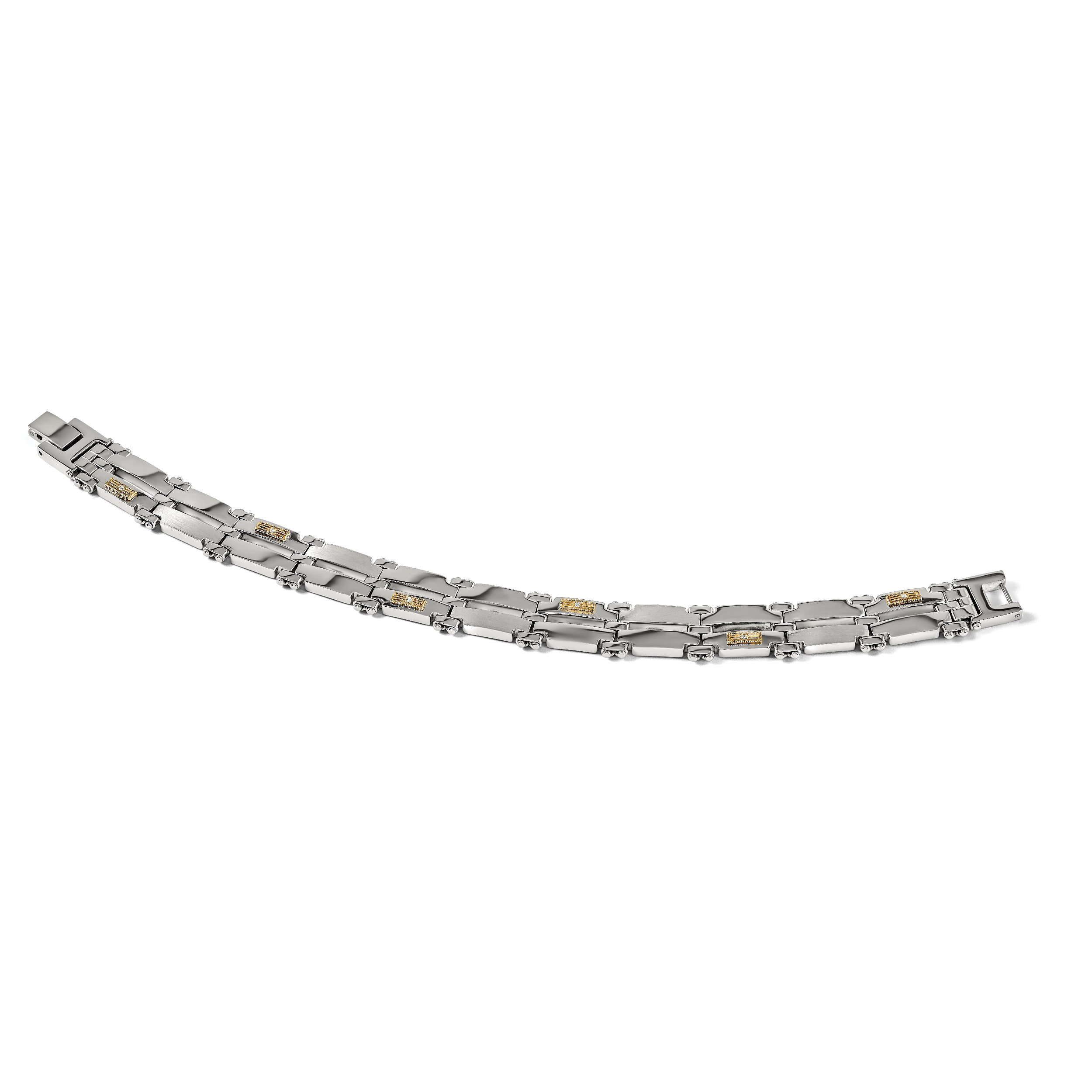 Men's Brushed and Polished Diamond Stainless Steel Bracelet 13.7mm