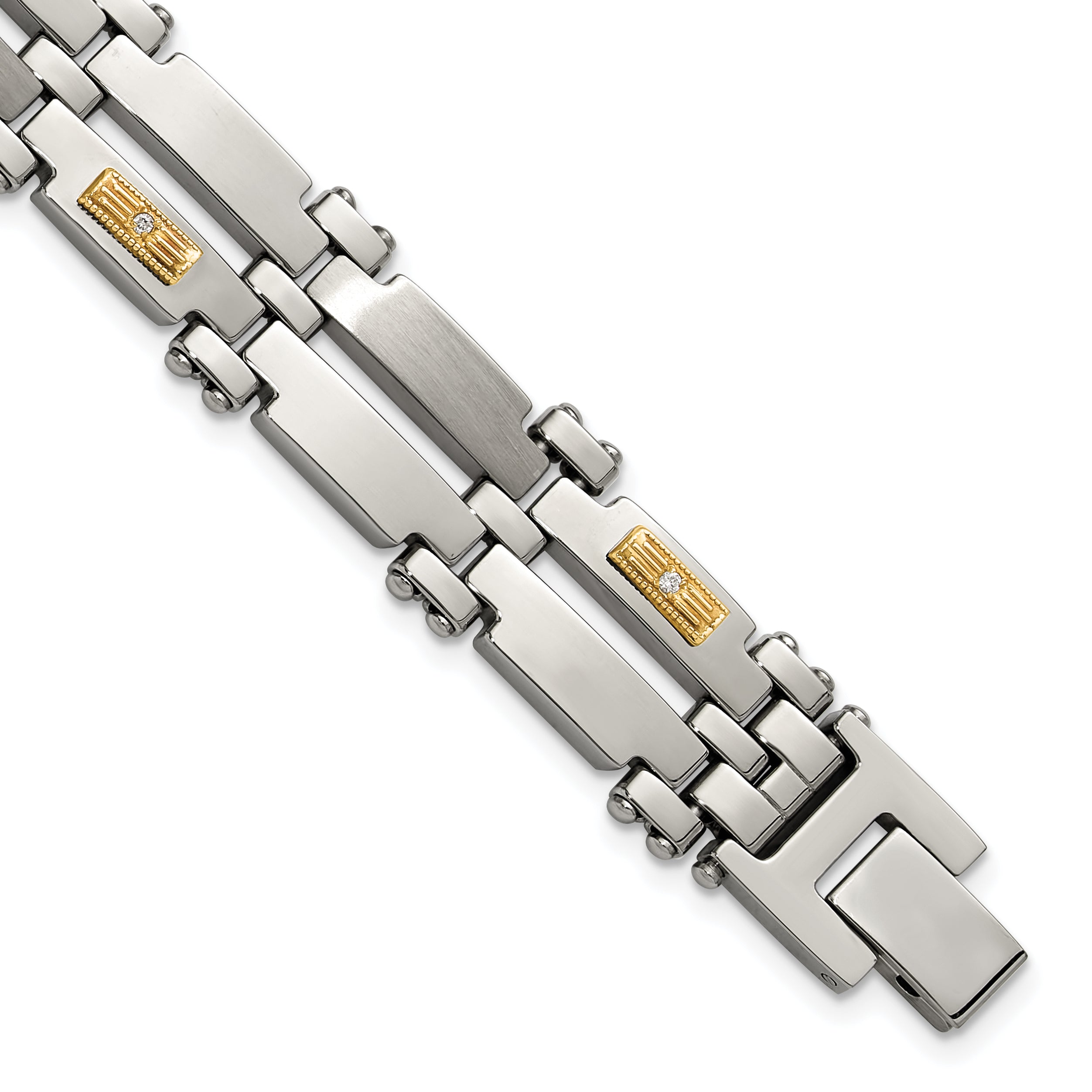 Men's Brushed and Polished Diamond Stainless Steel Bracelet 13.7mm Main image