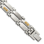 Men's Brushed and Polished Diamond Stainless Steel Bracelet 13.7mm