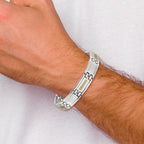 Men's Polished Stainless Steel 14K Gold Accent Link Bracelet 12.5mm