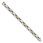 Men's Polished Diamond Stainless Steel Link Bracelet 11mm 8.25in