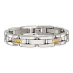Men's Polished Diamond Stainless Steel Link Bracelet 11mm 8.25in