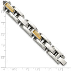 Men's Polished Diamond Stainless Steel Link Bracelet 11mm 8.25in