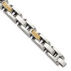 Men's Polished Diamond Stainless Steel Link Bracelet 11mm 8.25in