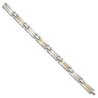 Men's Polished Stainless Steel 14K Gold Accent Link Bracelet 10mm 8.5in
