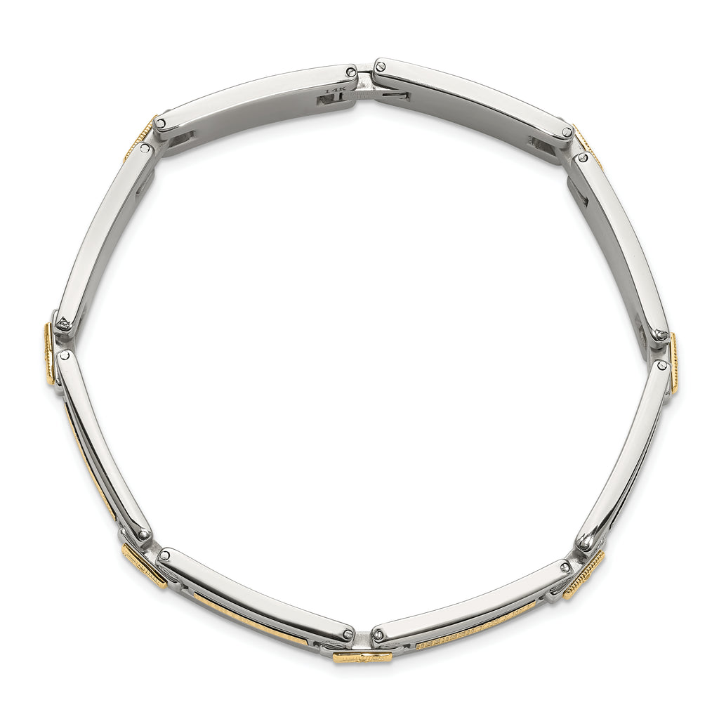 Men's Polished Diamond Stainless Steel Link Bracelet 10mm 8.5in