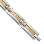 Men's Polished Diamond Stainless Steel Link Bracelet 10mm 8.5in