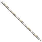 Men's Brushed and Polished Stainless Steel 14K Gold Accent Link Bracelet 7mm