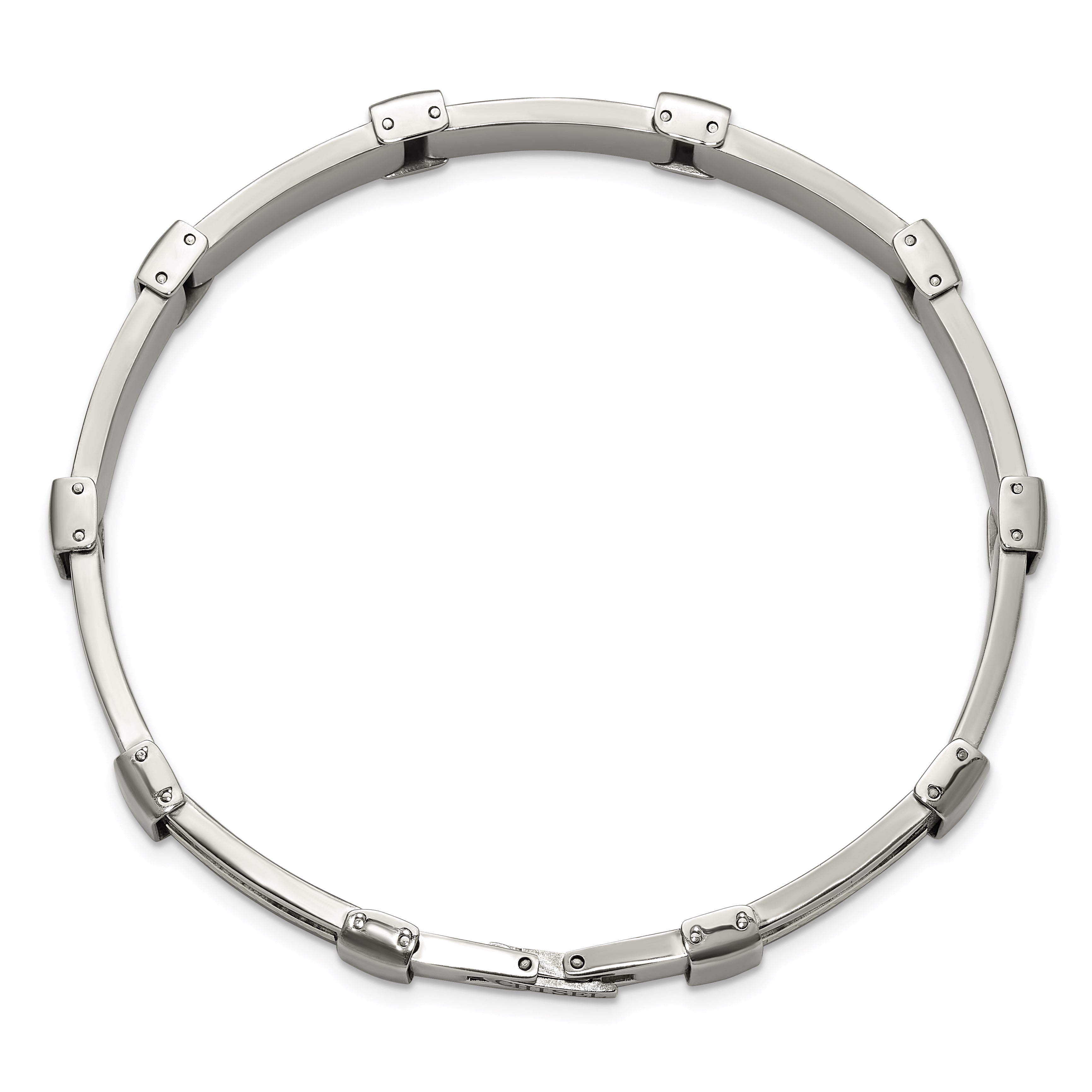 Men's Brushed and Polished Stainless Steel 14K Gold Accent Link Bracelet 7mm