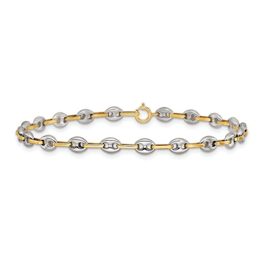 Polished Stainless Steel 14K Gold Accent Link Bracelet 4.3mm
