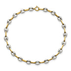 Polished Stainless Steel 14K Gold Accent Link Bracelet 4.3mm