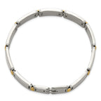 Men's Polished Diamond Stainless Steel Link Bracelet 12mm