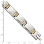 Men's Polished Diamond Stainless Steel Link Bracelet 12mm