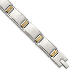 Men's Polished Diamond Stainless Steel Link Bracelet 12mm