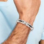 Men's Polished Diamond Stainless Steel Link Bracelet 11mm 8.25in