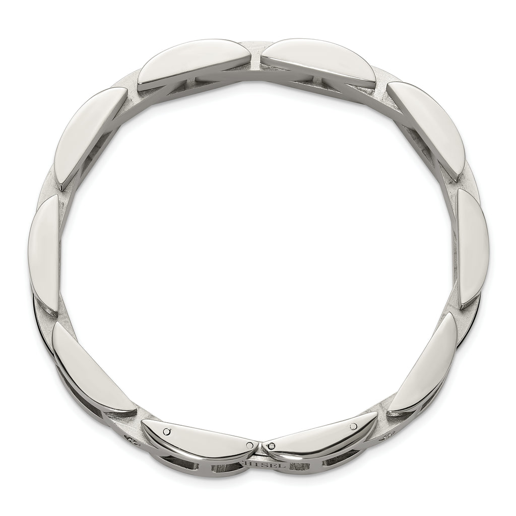 Men's Polished Diamond Stainless Steel Link Bracelet 11mm 8.25in