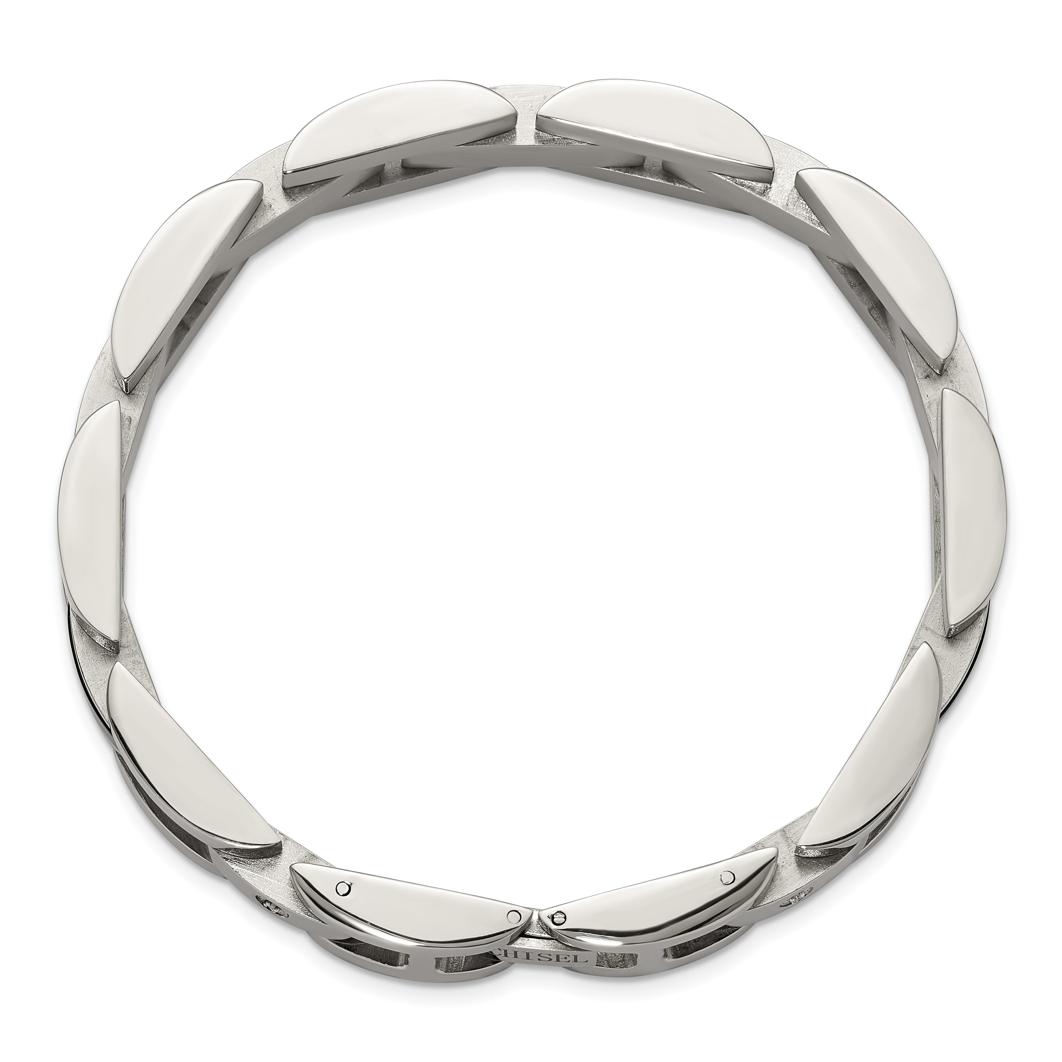 Men's Polished Diamond Stainless Steel Link Bracelet 11mm 8.25in