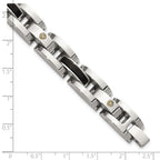Men's Polished Diamond Stainless Steel Link Bracelet 11mm 8.25in