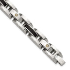 Men's Polished Diamond Stainless Steel Link Bracelet 11mm 8.25in