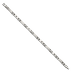Men's Brushed and Polished Diamond Stainless Steel Link Bracelet 6mm