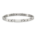 Men's Brushed and Polished Diamond Stainless Steel Link Bracelet 6mm