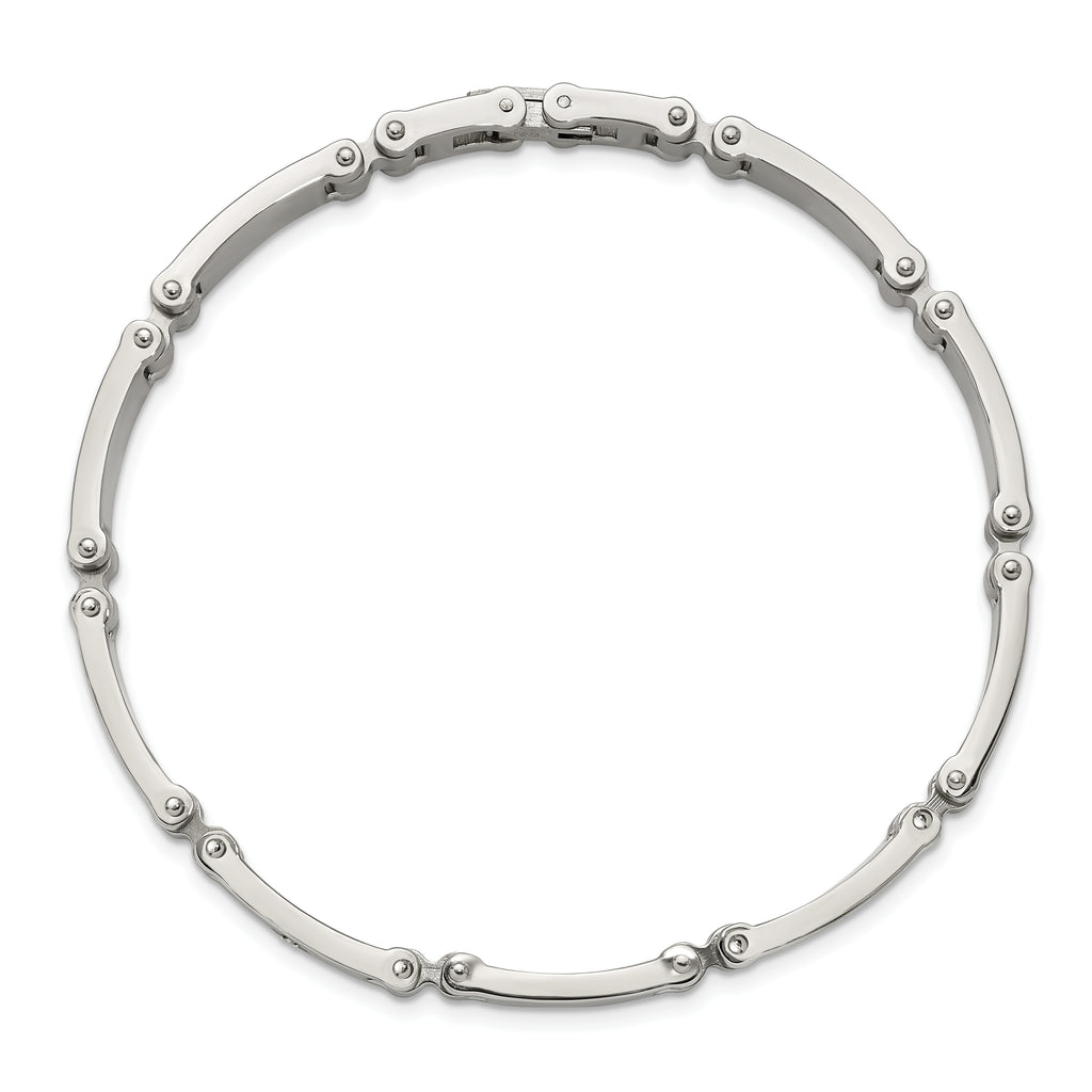 Men's Brushed and Polished Diamond Stainless Steel Link Bracelet 6mm