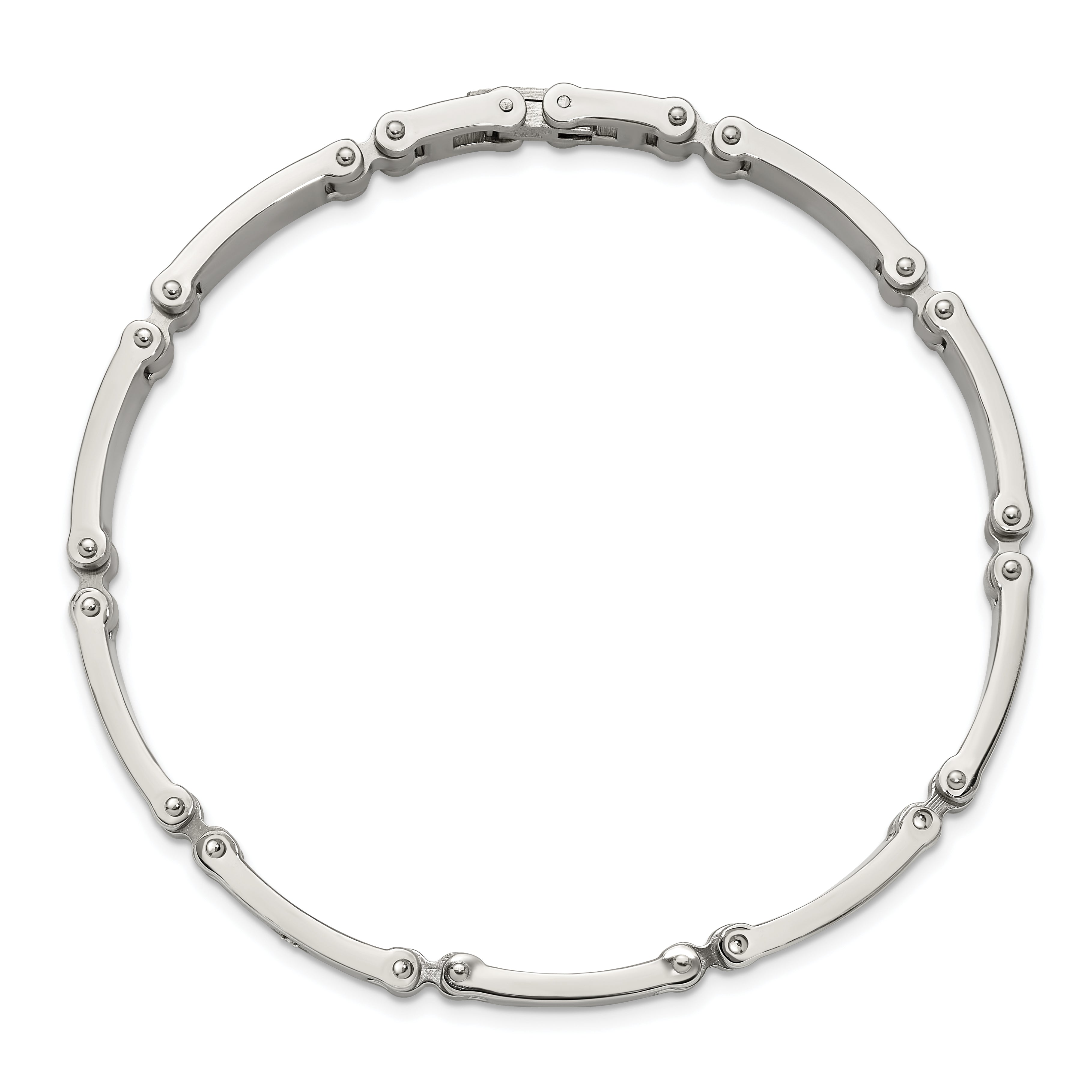 Men's Brushed and Polished Diamond Stainless Steel Link Bracelet 6mm